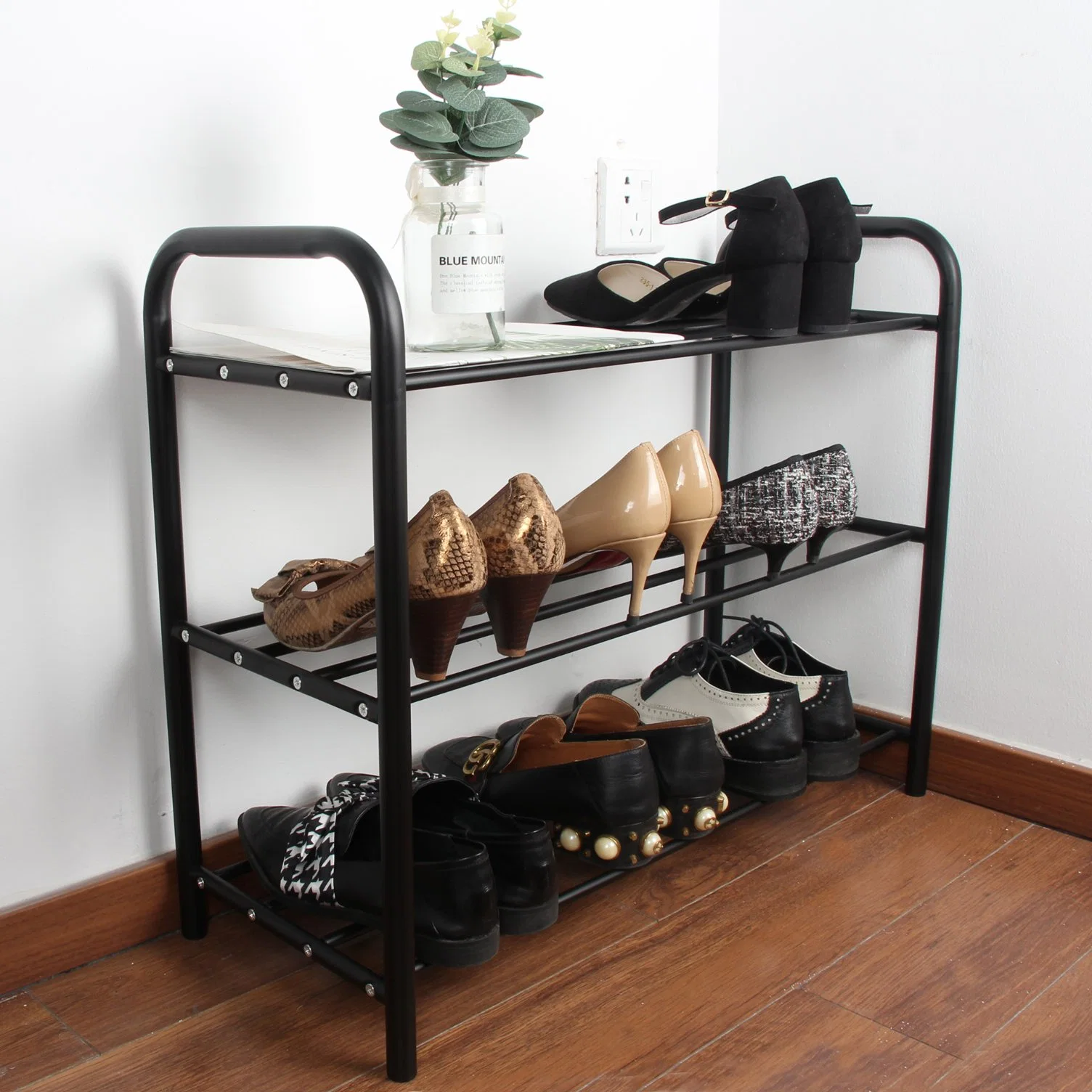 Living Room/Bedroom/Office/Hotel/Home Furniture 3 Tier Metal Shoe Storage Rack Organizer