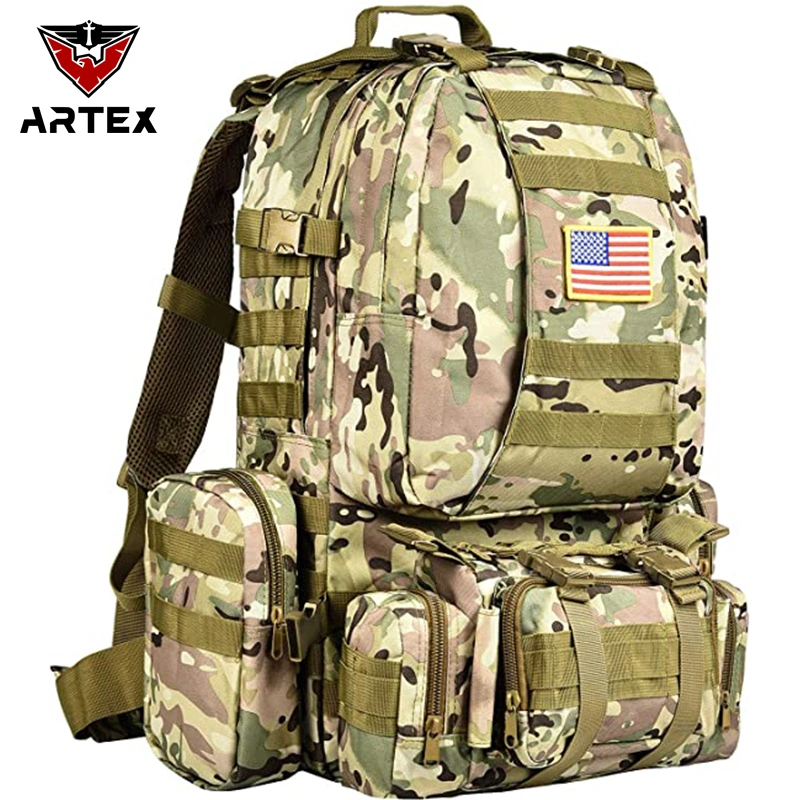 Personnaliser le sac à dos tactique de l'armée militaire Sac à dos 60 L large Assault Pack Sac à poignée amovible OEM