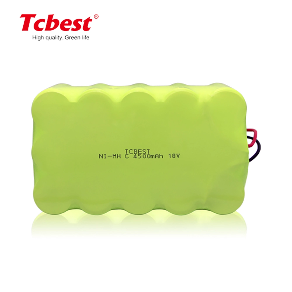 Tcbest Customized Ni-MH/bateria recarregável NiMH Pack 4500mAh 18V C Bateria de tamanho 3800mAh 5000mAh recarregável Ni-MH de células da bateria