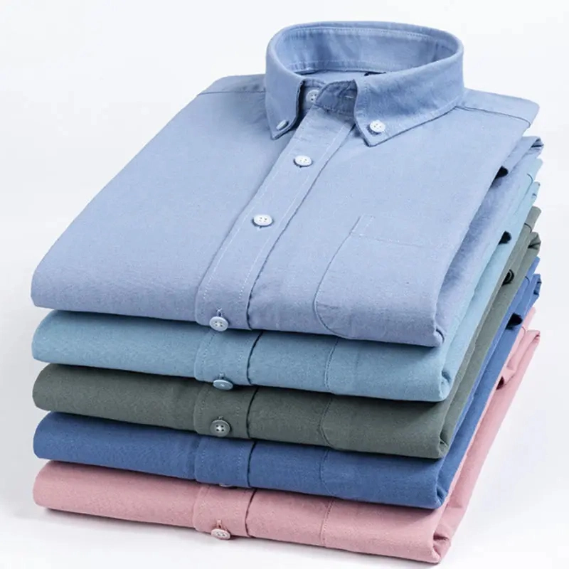 Custom Embroidery Fashion Full Sleeve Dress Shirts Business Polo Oxford Mens Shirts