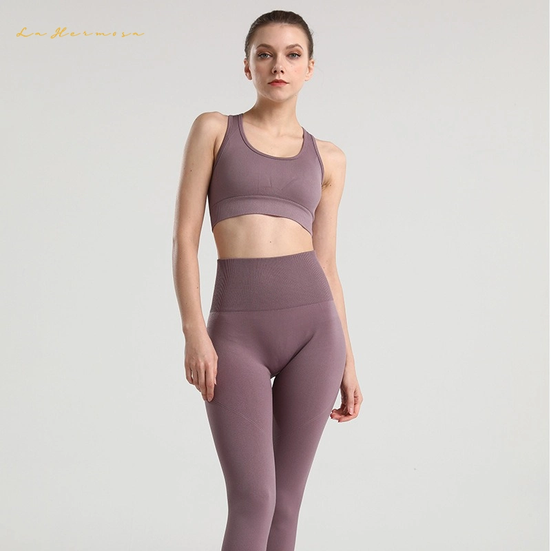 Women Vest and Pants Fitness Yoga Clothing Breathable Sports Running Seamless Quick Drying Fashion Sports Suit Ywqf0450