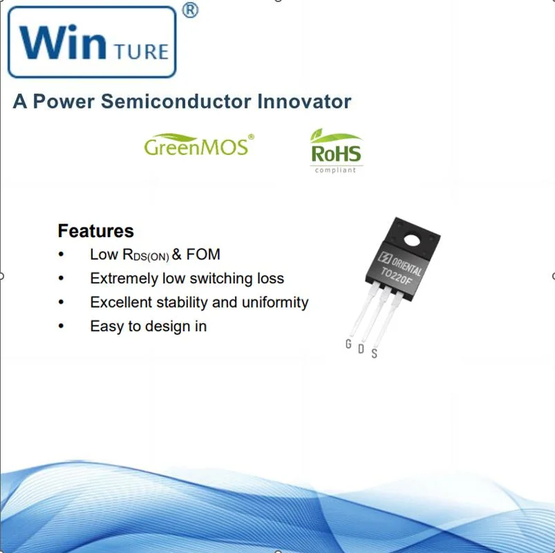 Custo da Telecom Power RoHS 1/3 do Nitride de gálio (GaN) Dispositivo em operações de alta frequência Super si Oss65r340FF MOSFET To220f