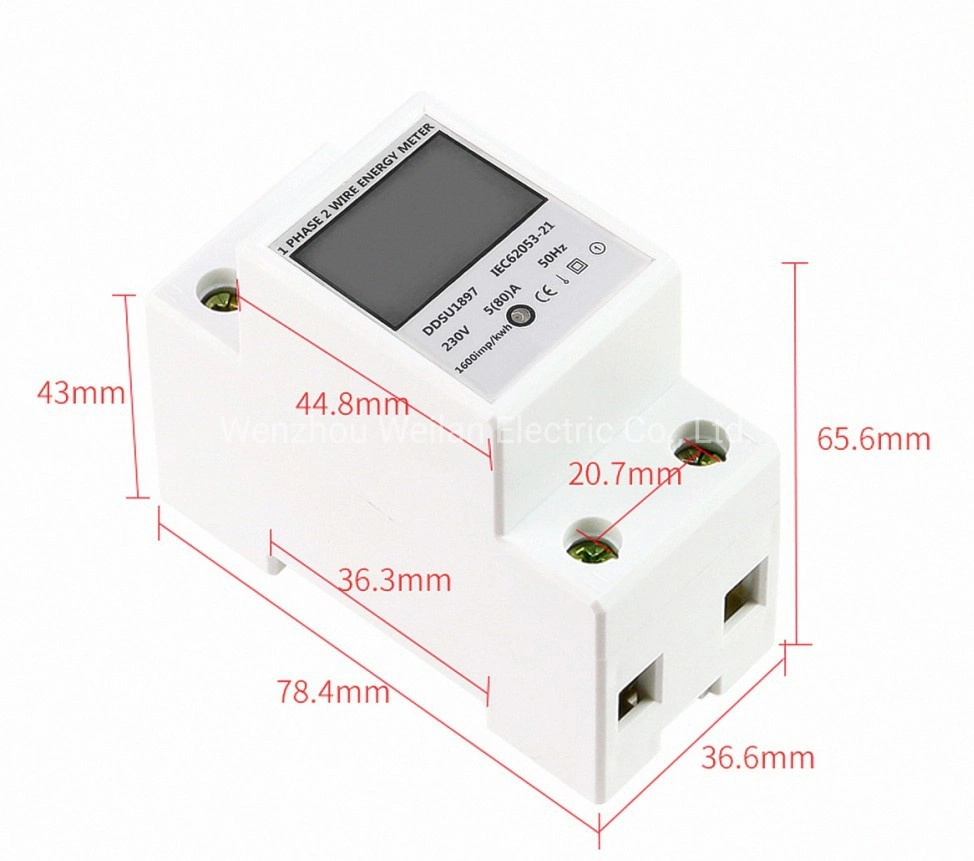 Digital Electric Energy Meter Single Phase DIN Rail Electricity Meter One Phase Two Wire Multifunction Electrical Meter