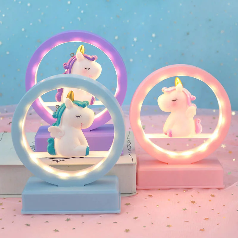 Unicorn розового цвета творческих Dreamy дети Cute День Рождения оформление светодиодный индикатор аккумулятора ночного освещения