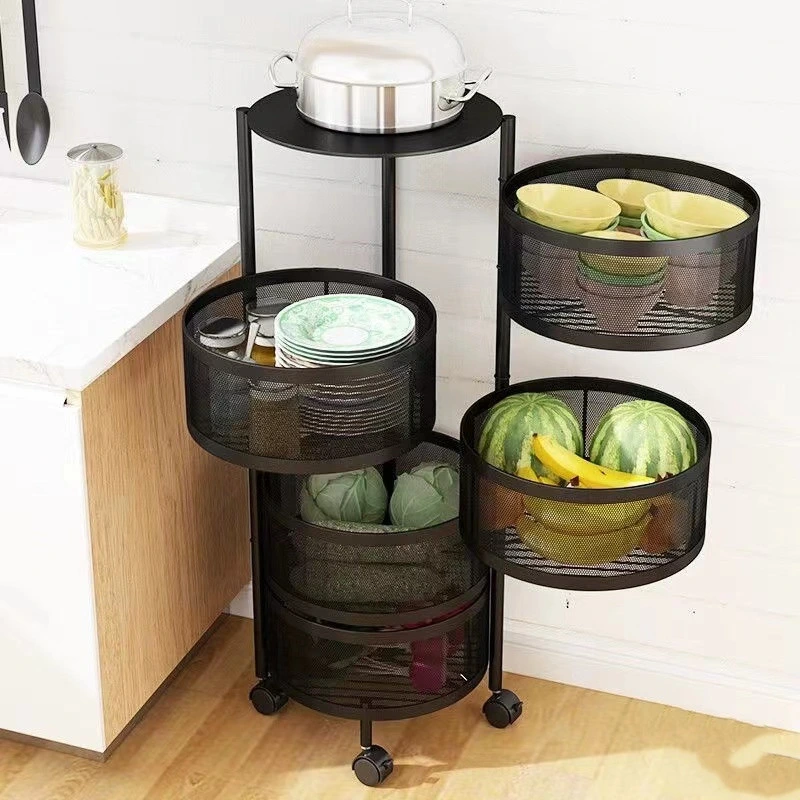 Wholesale/Supplier Modern Furniture Multi-Layer Kitchen Storage-Racks Rotary Storage Shelf Movable Multi-Function Tables