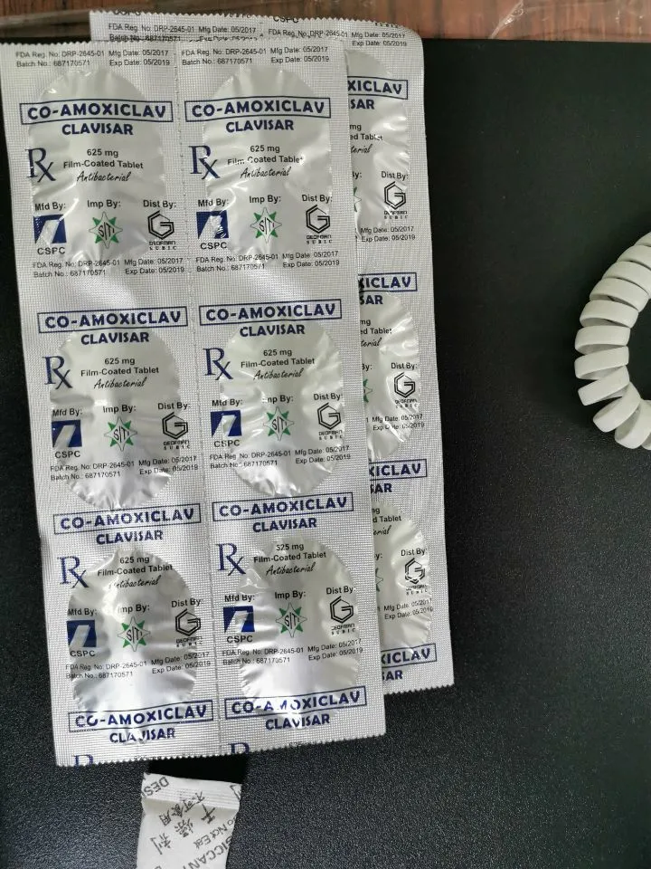 Amoxicilina y Clavulanato tableta de potasio 375mg, 625mg, 1g
