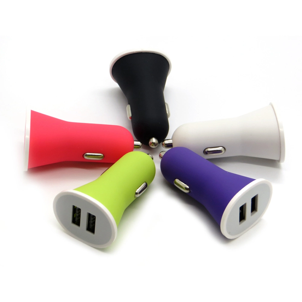 5 Colors High-End Quanlity 5V-12V 3.1A Dual USB Horn Car Charger USB Adapter for Mobile Phone Tablet PC