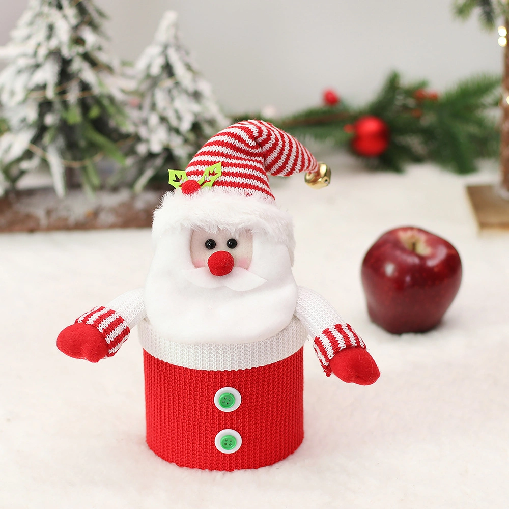 2023 Fashion Cute Christmas Plush Candy Apple Container Sugar Storage Box Santa Snowman Stuffed Toll Covers for Xmas Decoration