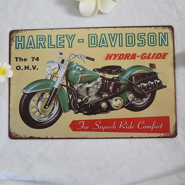 Custom Embossed Tin Signs Vintage Motorcycle Painting for Home Decor