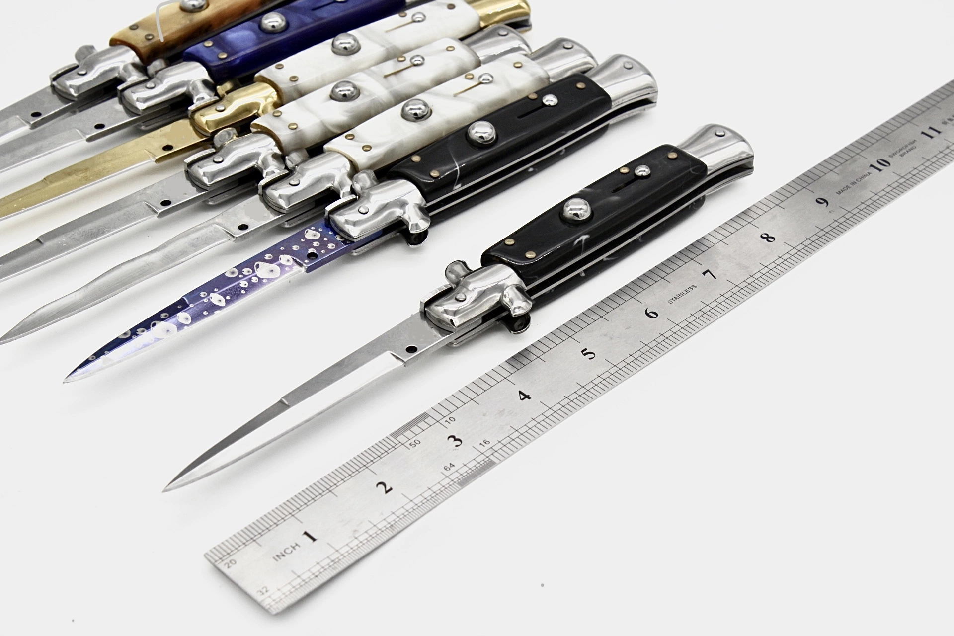 Italy Classic Stiletto Switchblade Otf Knife 9&prime; &prime; Metallic Lustre