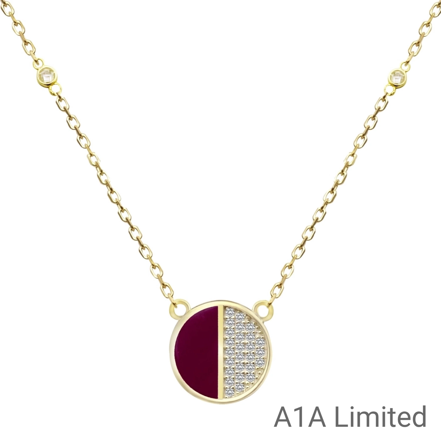 Chapado de plata Collar Colgante Oro 14K CZ pavimentado Nuevo Diseño de joyas para la mujer joyería personalizada
