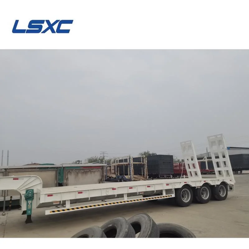 Low Price 40-120 Tons Lowbed Cargo Trailer Utility Truck Low Bed Semi Trailer