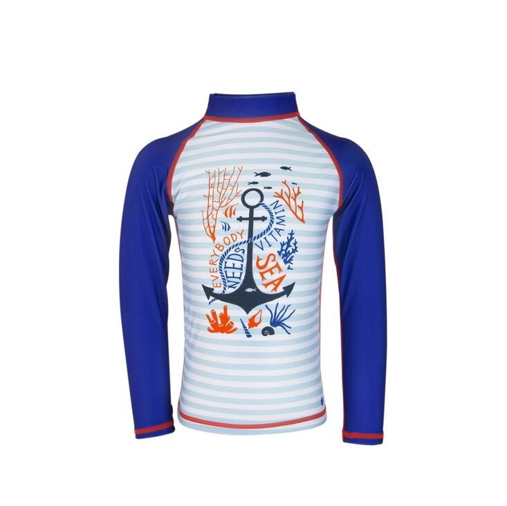 Lycra High Elastic Upf Protect Long Sleeve Around Collar Sublimation Printed Swimwear for Kids