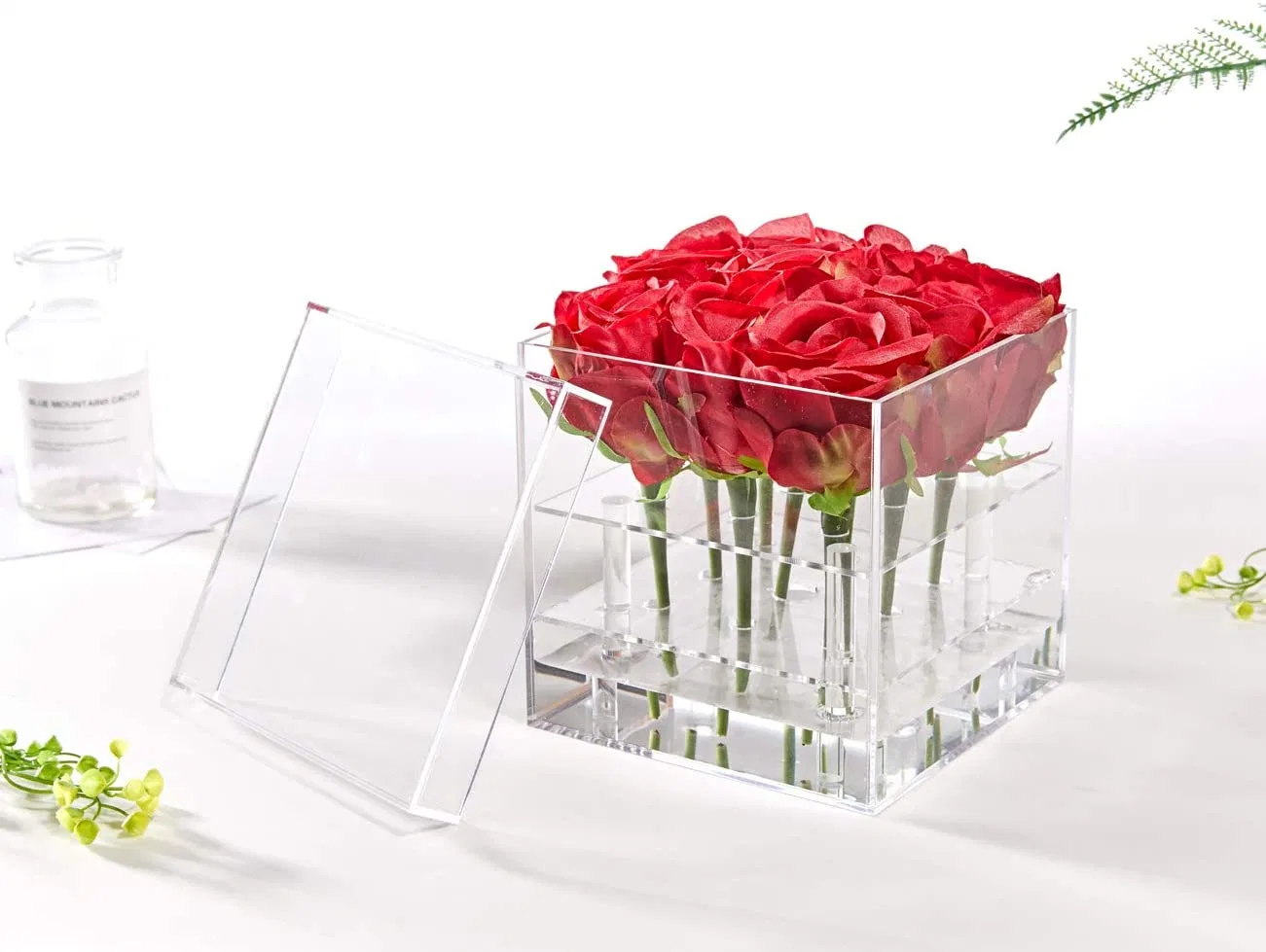 Luxury Clear Acrylic Rose Box Waterproof Acrylic Flower Jewelry Gift Box with Drawer