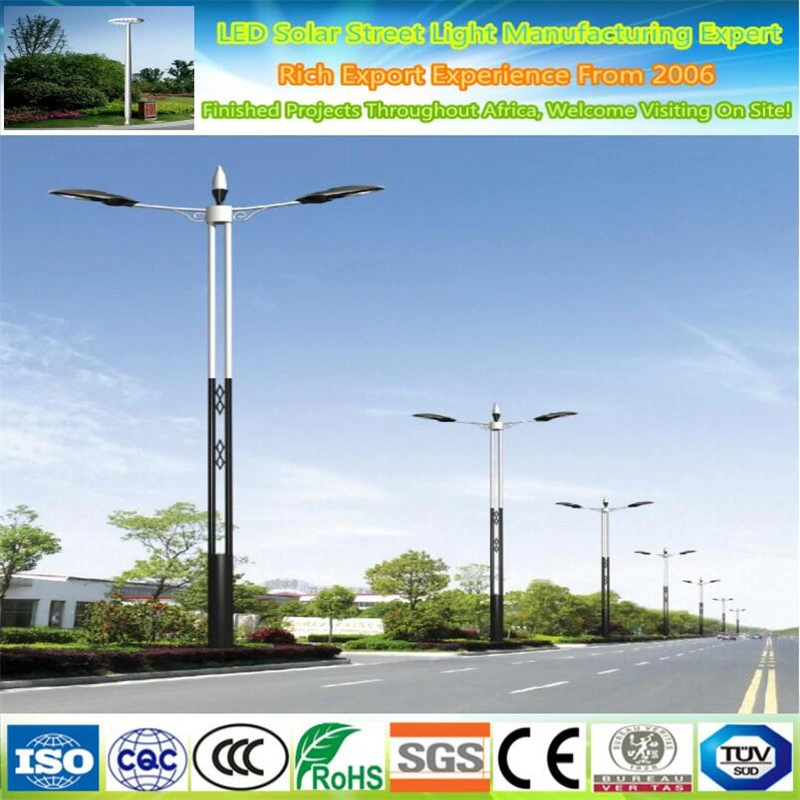 High quality/High cost performance Outdoor Double Arm Round Octagonal 10m Galvanized LED Solar Street Light Pole Design