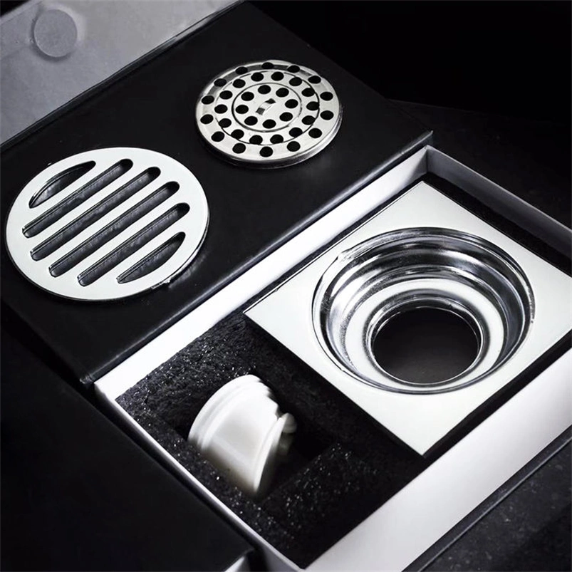 Luxury Modern Design 4 Inch Hotel Bathroom Anti-Odor Square Stainless Steel Toilet SUS 304 Shower Drain - Brushed Gold Floor Drain