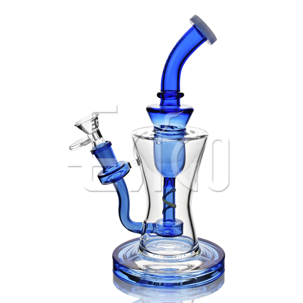 Nuevo diseño Esigo silencioso de alta calidad azul marrón y gris tubo Shisha tabaco DAB plataforma petrolífera de vidrio al por mayor de la tubería de agua con el recipiente transparente