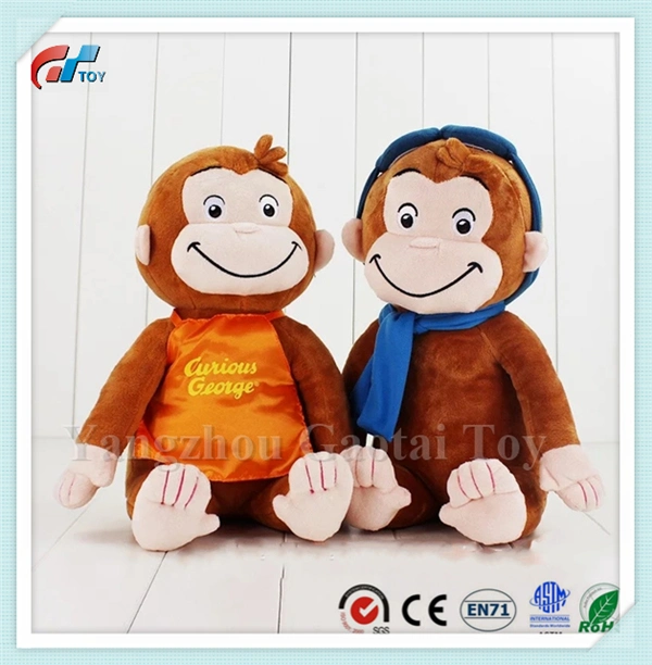 Design Cartoon personalizado curioso George Stuffed Monkey Mascot Toy