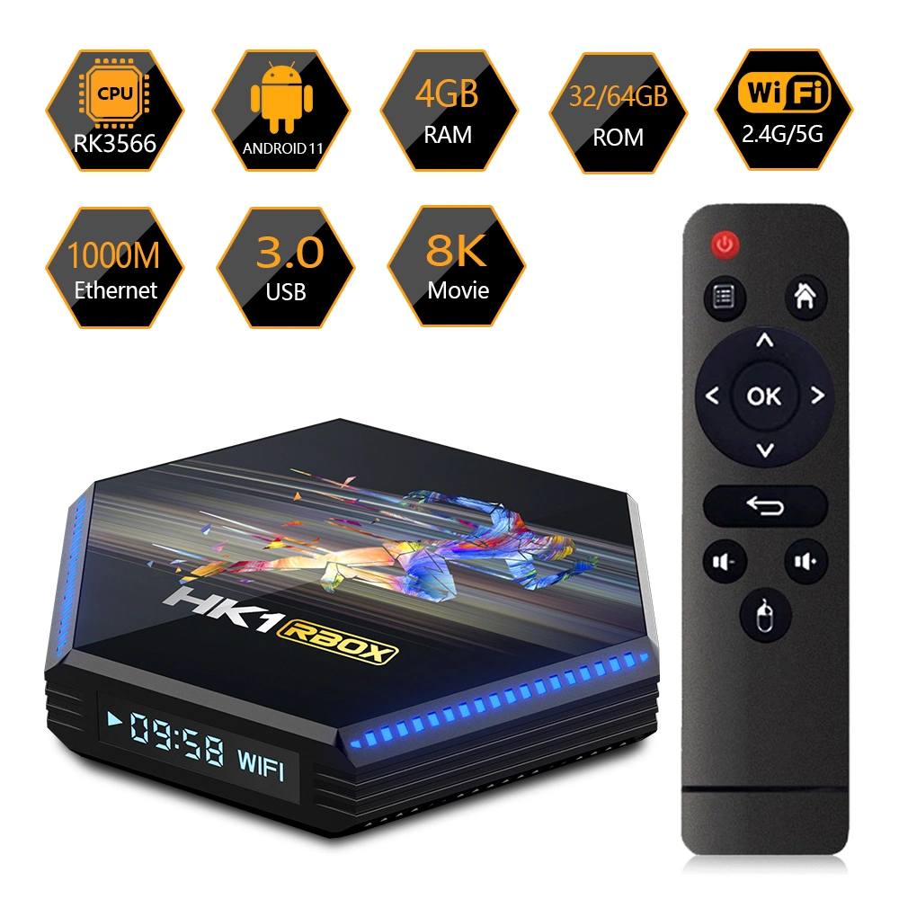 Горячая продажа подписка на услугу IPTV HK1 Rbox R2 Двухдиапазонный 5g Media Streaming Rk3566 Android 11 4G/32g 8g/64G памяти DDR4 Youtube STB новых средств массовой информации в Интернете Mytv Телеприставки