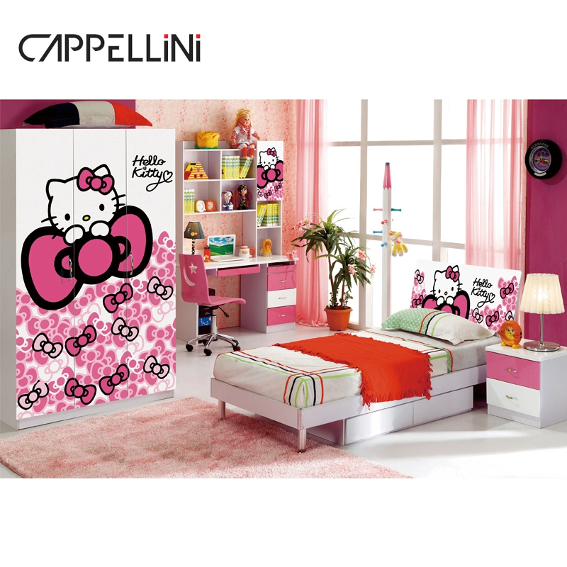 Fábrica de Cappellini al por mayor niños cama Chica habitación de madera Rosa Princesa Juegos de cama Mobiliario de dormitorio para niños