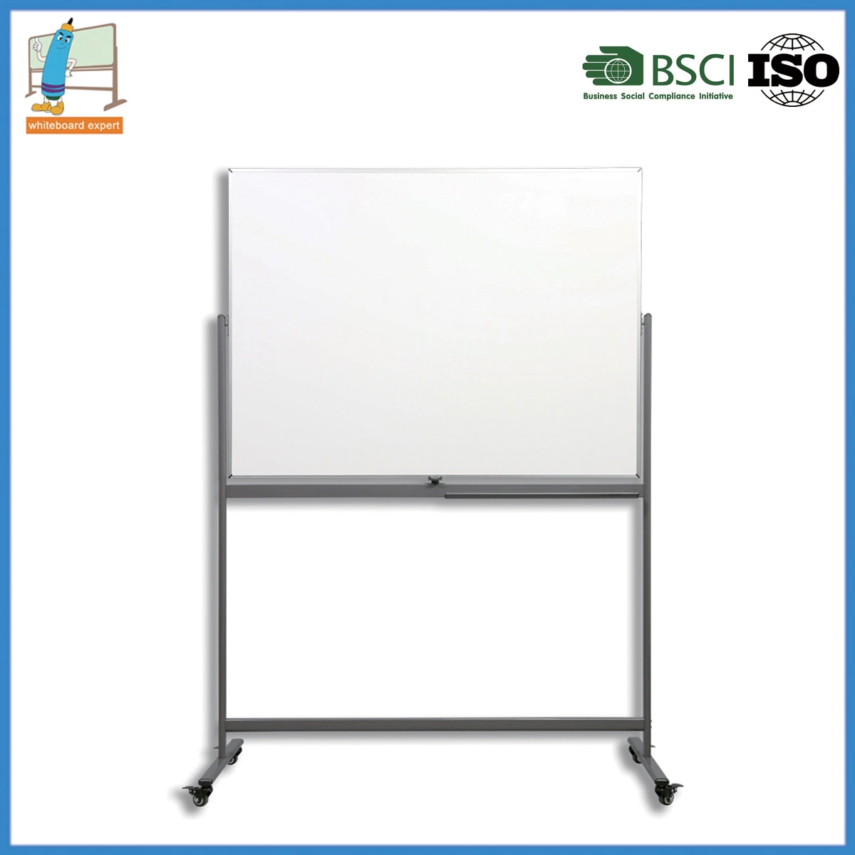 Large Size Dry Erase White Board with Lockable Wheels and Stand