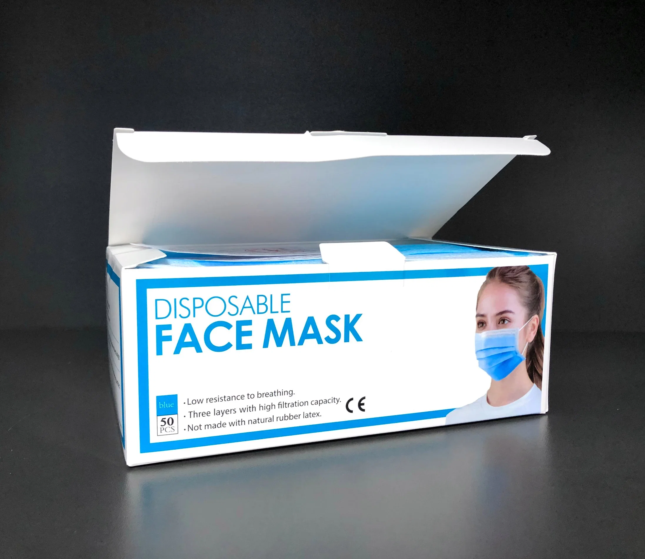 50 PCS Non Woven Sterile Protective Air Pollution Breathable Anti Dust Daily Use Disposable Non Medical Face Mask with Custom Printed Logo