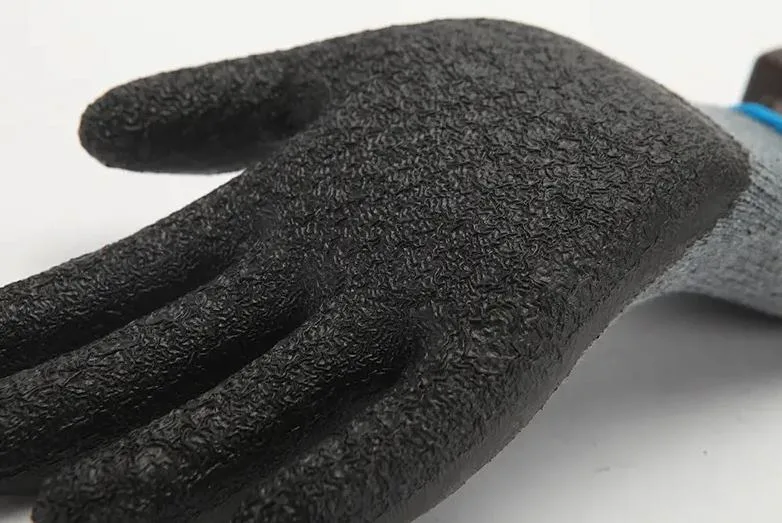 Cheap Grey Yarn Black Latex Rubber Coated Industrial Work Labor Safety Gloves