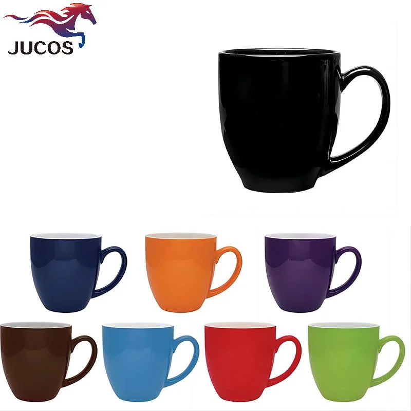 Comercio al por mayor 16oz Bistro de cerámica taza de café moteado o de color liso mate esmalte color personalizado y diseños para la promoción o regalo souvenirs artesanales