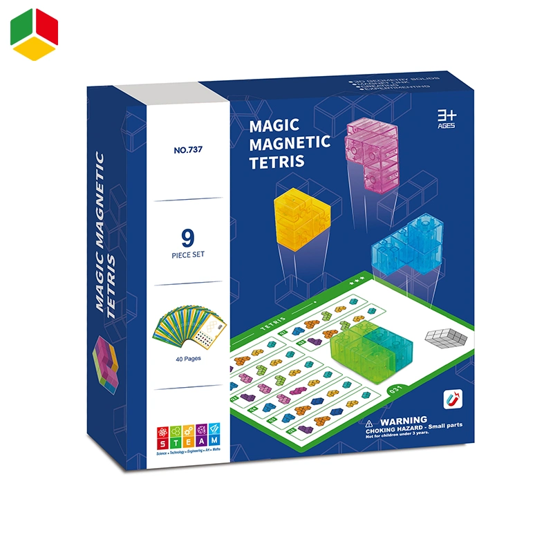 QS Kinder pädagogische Anpassung 3D Puzzle-Spiel Bunte transparente Magie Magnetische Bausteine Intelligenz Cube Spielzeug