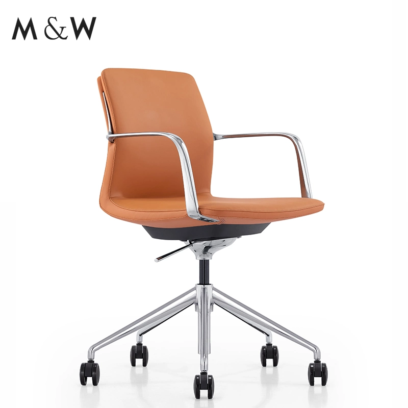 M&W Traditional Commerical Furniture Swivel Leather Staff Chair Reception Visitor Chair