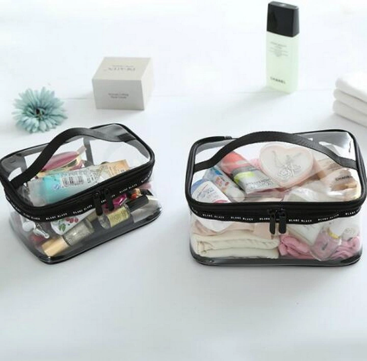 Cosmetic/ Makeup/ Toiletry Clear PVC Travel Wash Bag with Handle for Promotion