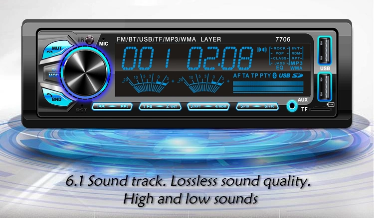 Неподвижная панель Car Audio Bluetooth FM-радио, MP3-плеер с USB/SD порт