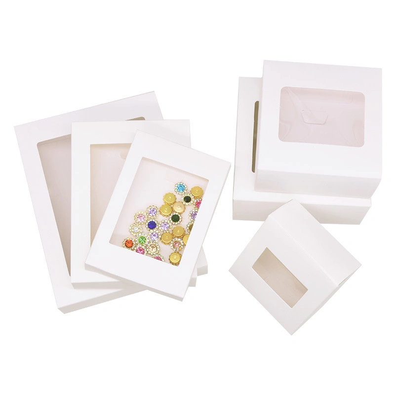 Embalaje de impresión a medida de flores secas y baratas Caja de papel de té Caja de almacenamiento de decoración Kraft con ventana transparente
