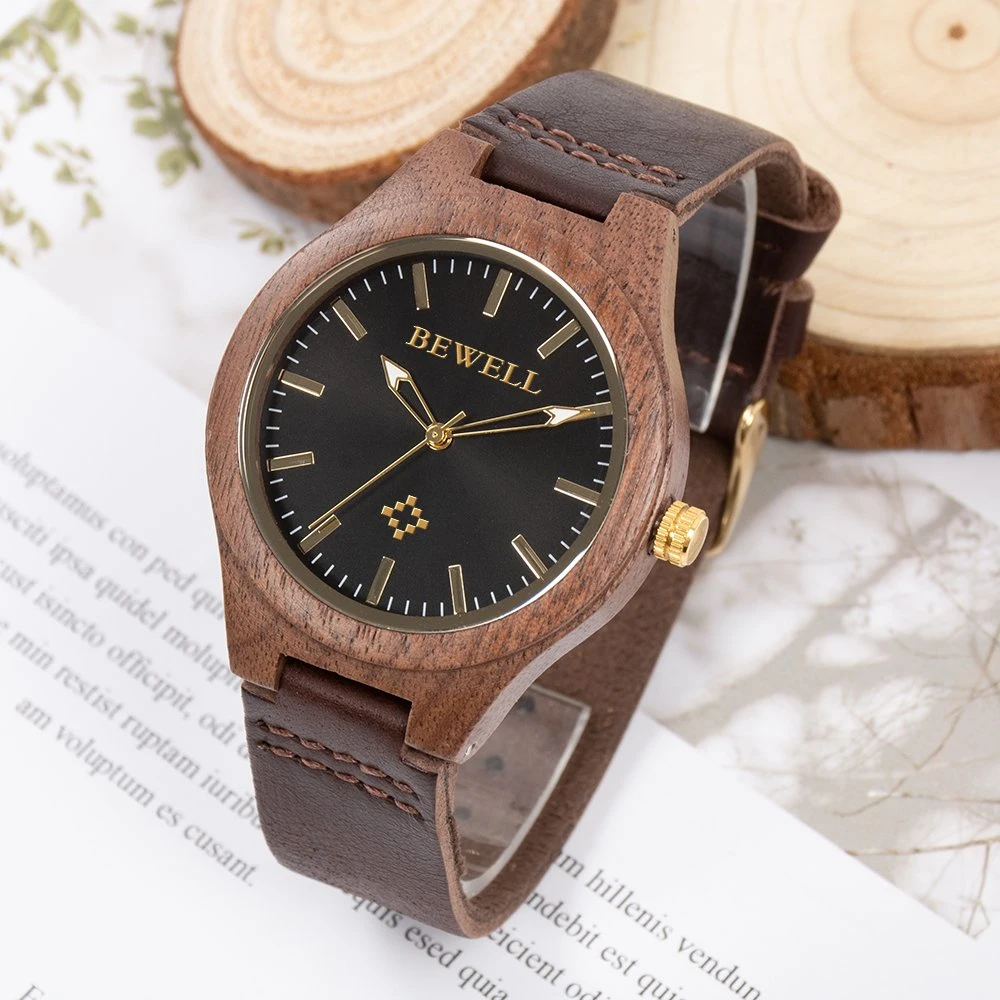 Brand Your Logo Custom OEM ODM Leather Strap Bewell Wood Watch