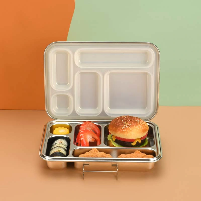 Oumego Food Storage Elastic 2 5 Compart Edelstahl Metall Tiffin Kinder Lunchbox Luftdichte Bento Box
