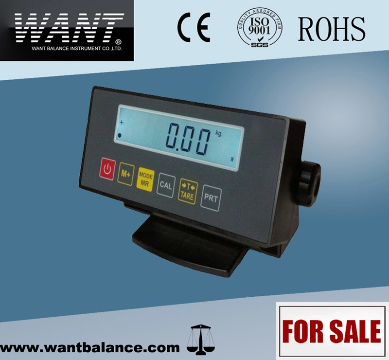 El display LCD digital con un peso de equilibrar el indicador de uso