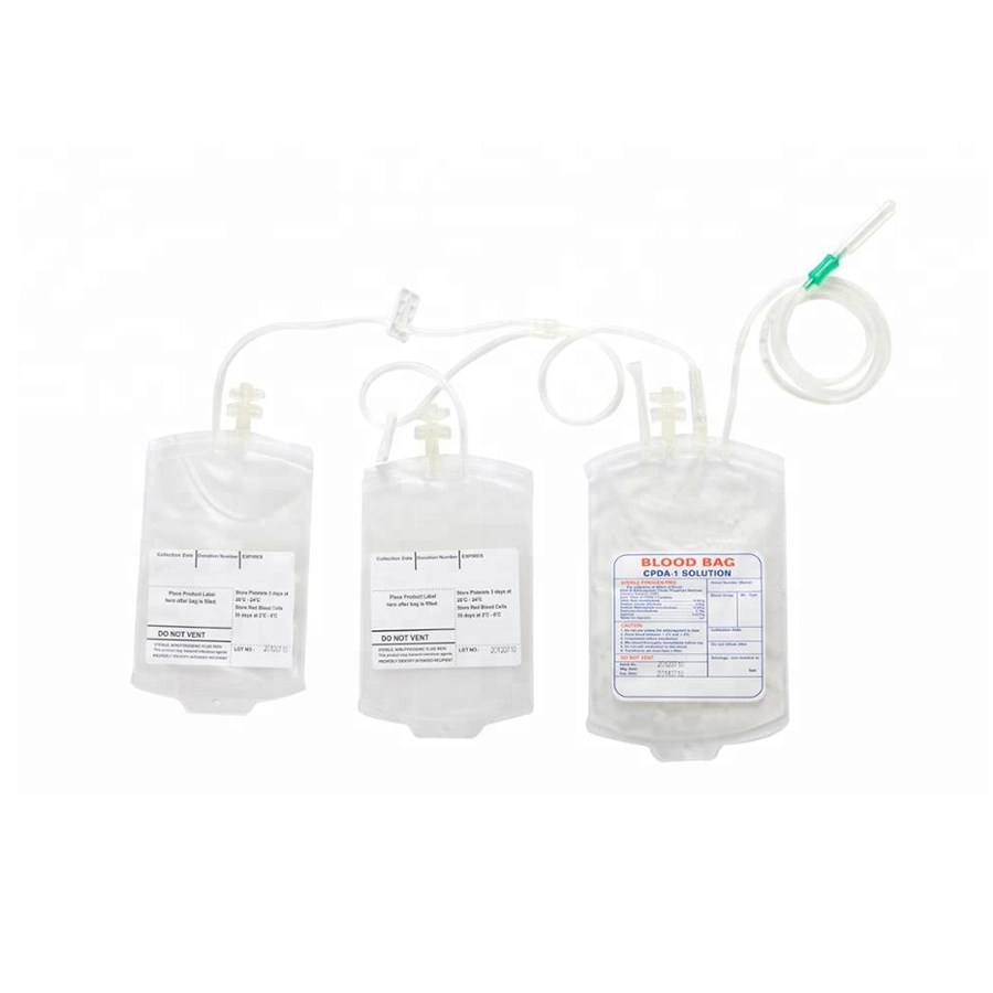 CE/ISO 13485 Medizinisches Einmalblut 250ml 450ml 500ml Single Cpda Sammeltasche