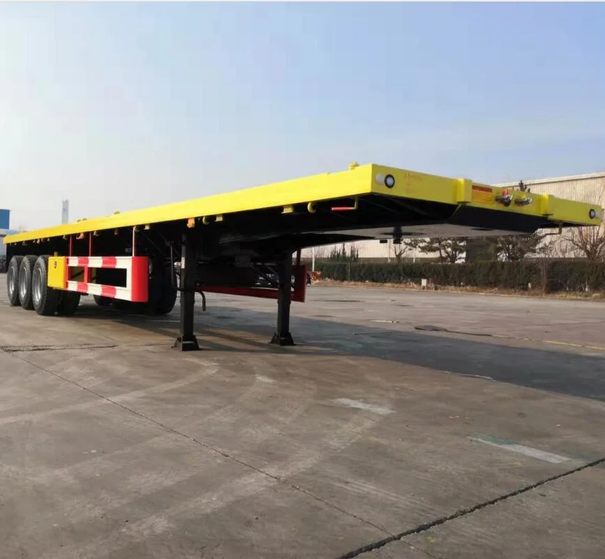 3/4eixos 60 toneladas 20/40 FT contentor Transporte Plataforma plana alta Plataforma de plataforma de plataforma para camião Plano, reboque semi-reboque