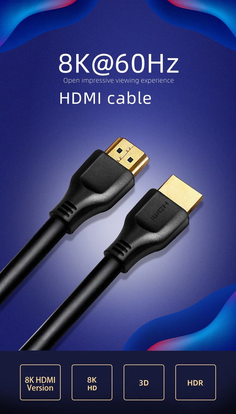 8K 4K HDCP 2.2 HDR eARC 48Gbps braided sleeve HDMI Cable