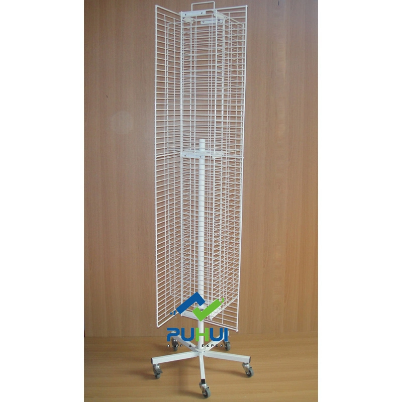 Height Adjustable Grid Wall Panel Floor Revolving Wire Mesh Display Stand (PHY265)