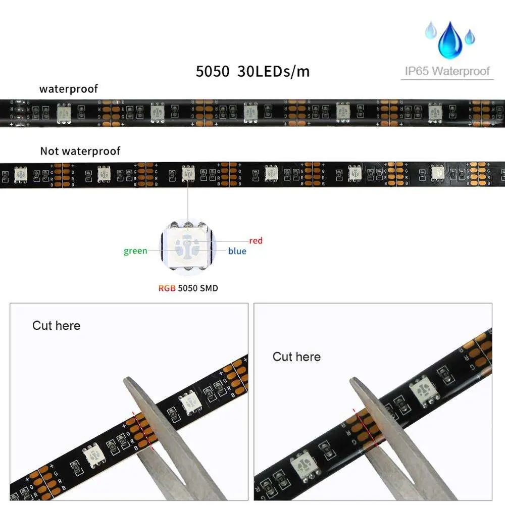 Индикатор USB газа лампы SMD 5050 RGB красочные DC 5V гибкий светодиодный индикатор Tape лента APP водонепроницаемый телевизор фонового освещения