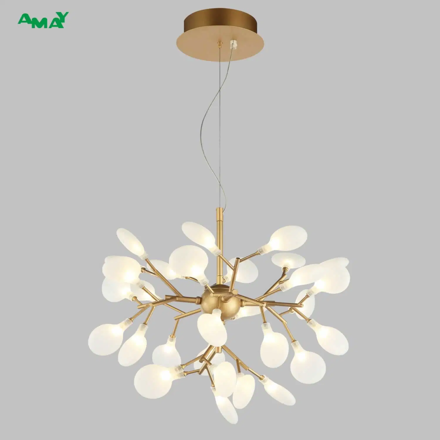 2023 formas inspiradas en las flores Chandelier de Oro de vidrio para Living Room