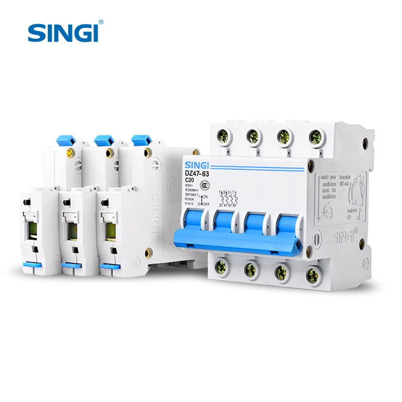 Electric Type Singi Electrical Circuit Breaker Single Phase MCB Air DC Manufacture Dz47-63