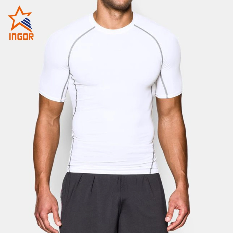 Spandex Lycra Gym Compression Tshirt Fitted Cheap Wholesale/Supplier Mens Plain White Shirt