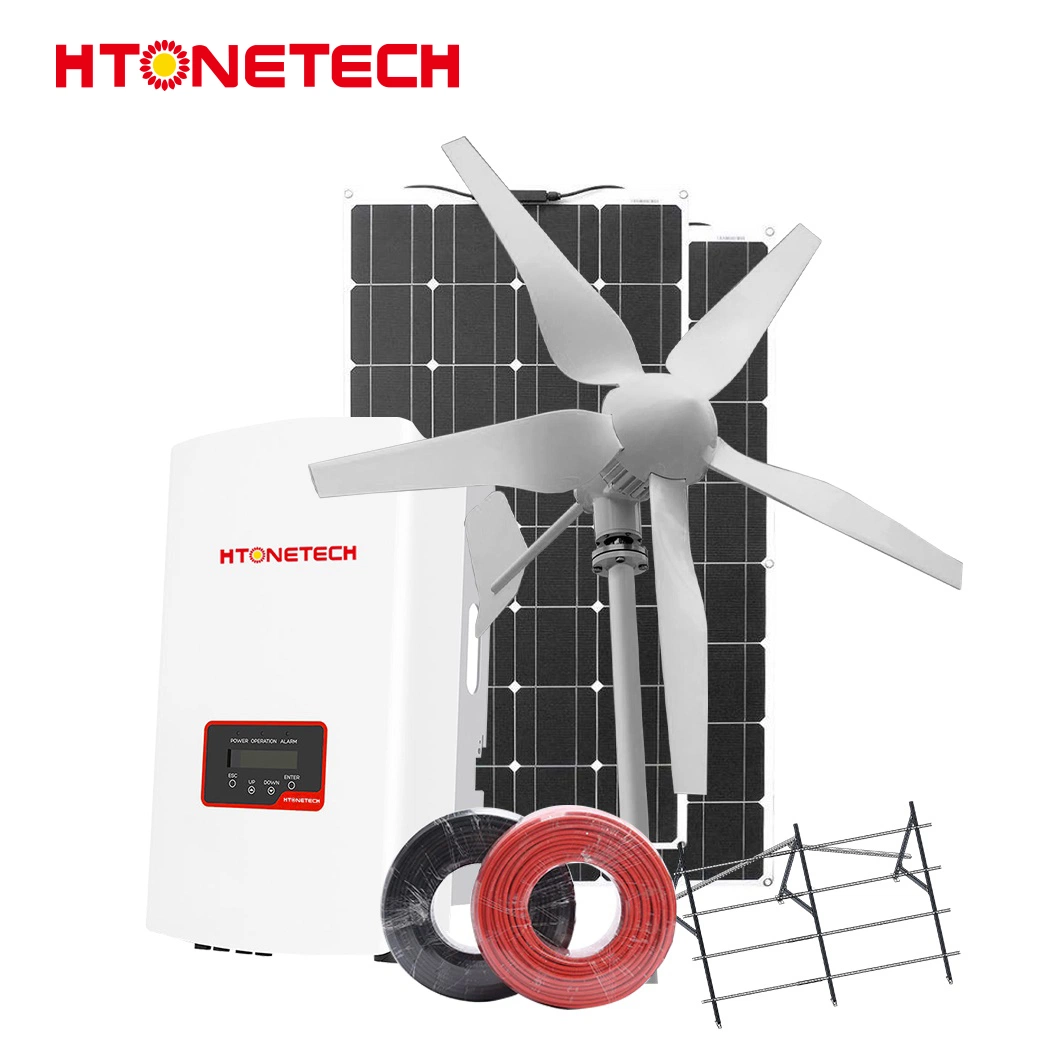 Htonetech China Flexible Solar Panel Wholesale/Supplierrs 300W 3000W 50kw Solar Power System with 120 Volt Wind Generator