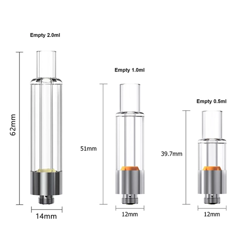 خرطوشة قلم Vape فارغة مزودة بمرشح مبخرة زجاجية بالكامل