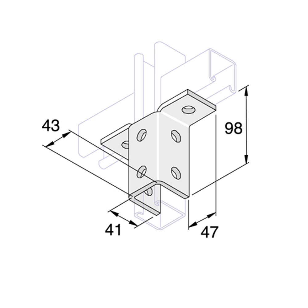 Channel Base Fittings Metal Sheet Plates Brackets Electrogalvanized 8 Hole Double Corner Channel Wing Fitting for Building Channels