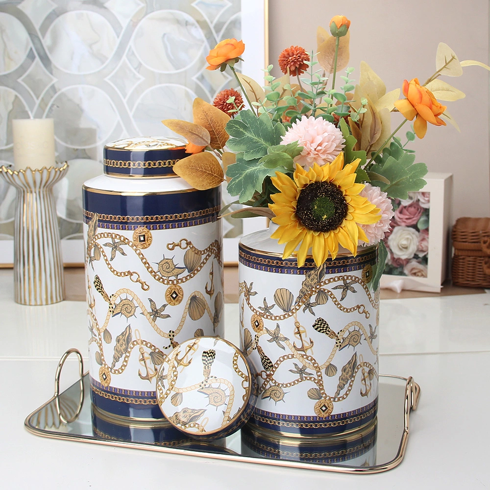 J223 High quality/High cost performance  Ceramic Flower Jar 10.6 Inch Home Decor Porcelain Storage Coffee Honey Jar Sets Inter Decoration for Hotel