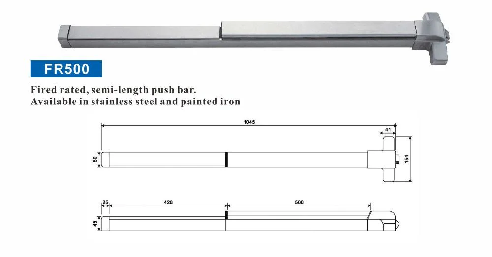 UL Listed ANSI SS304 Door Hardware Push Bar Fire Exit Device Fire Rateed Vertical Commercial Door Panic Exit Devices