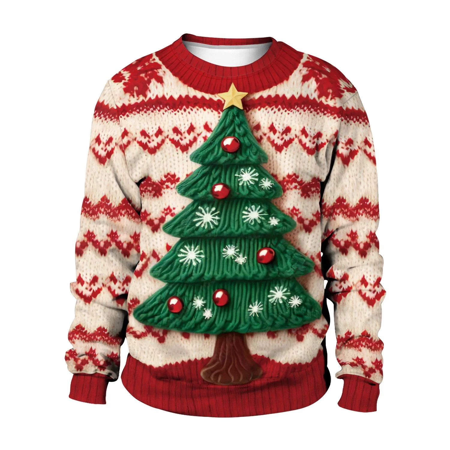 Autumn and Winter Christmas Street 3D Santa Claus Sweater for Men and Women Couple Costume Loose Style Knitwear Sweater